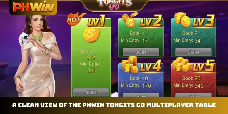 A clean view of the PHWIN Tongits Go multiplayer table