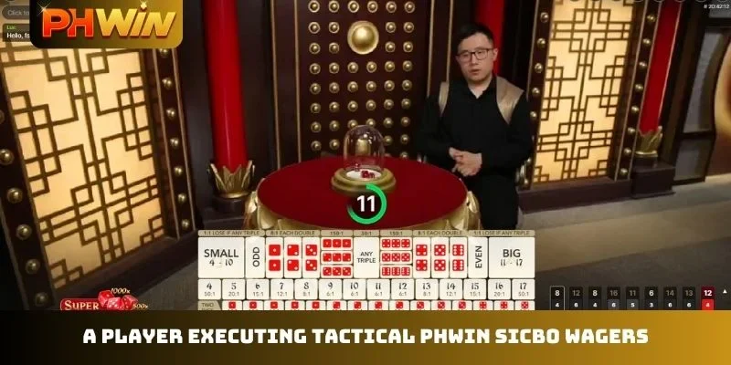 A player executing tactical PHWIN Sicbo wagers