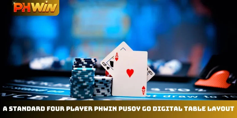 A standard four player PHWIN Pusoy Go digital table layout