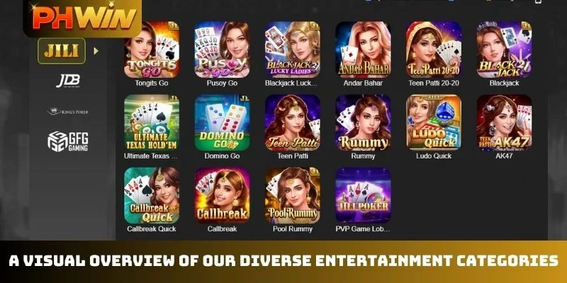 A visual overview of our diverse entertainment categories