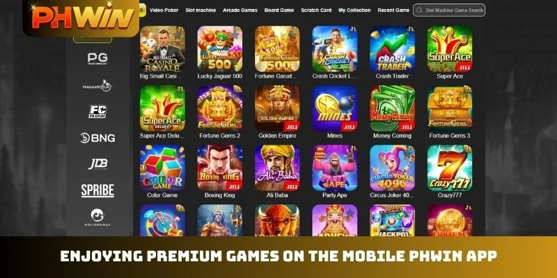 Enjoying premium games on the mobile PHWIN app
