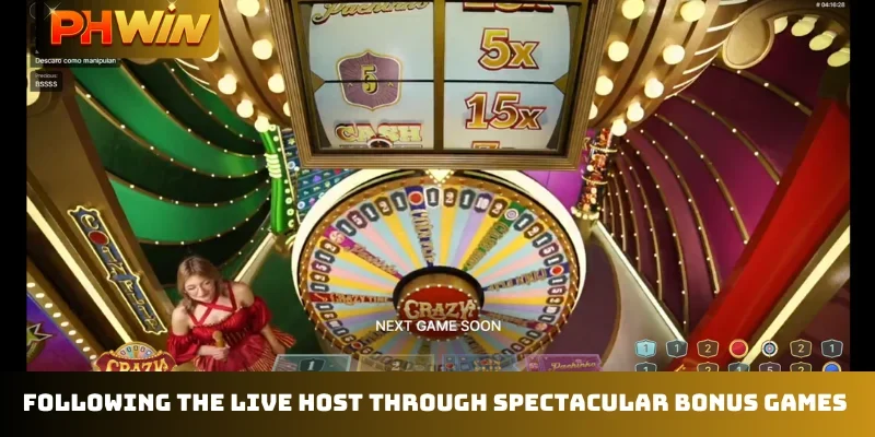 Following the live host through spectacular bonus games