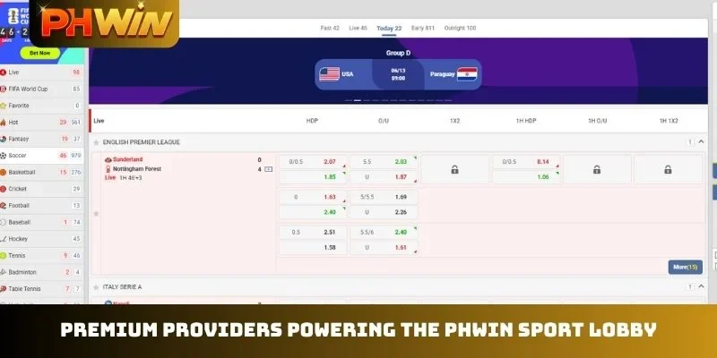 Premium providers powering the PHWIN Sport lobby