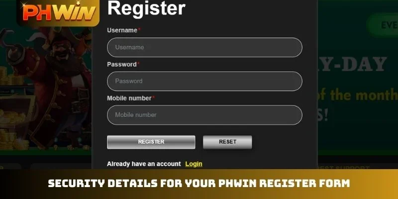 Security details for your PHWIN register form